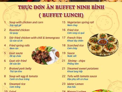 justfly menu buffet lunch ninh binh