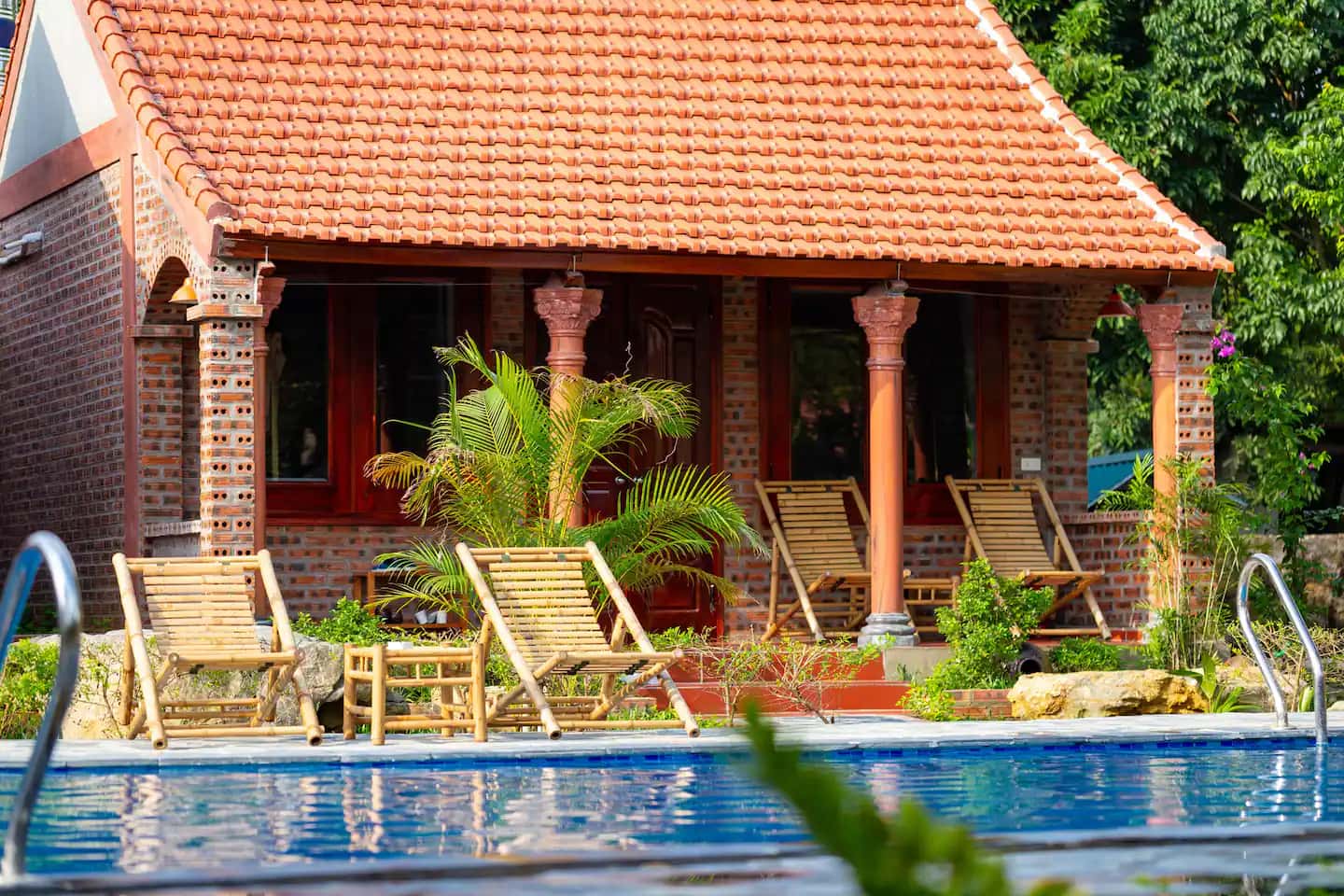 justfly deluxe bungalow poolside ninh binh family homestay ninh binh