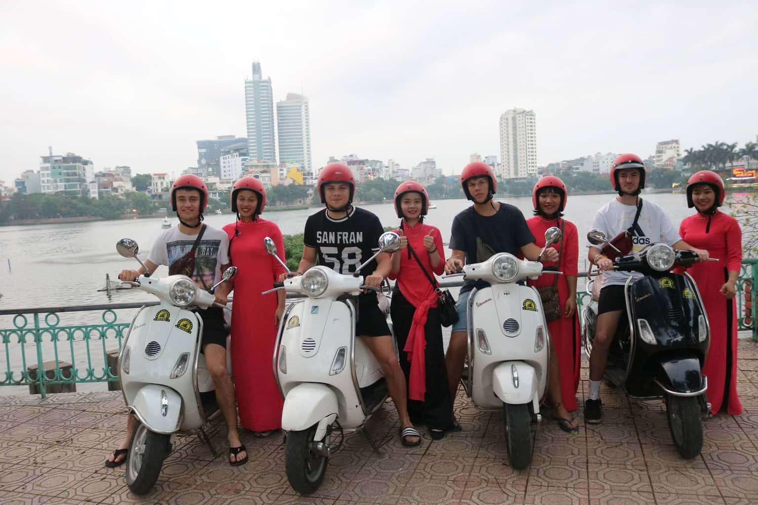 female vespa city tour hanoi 