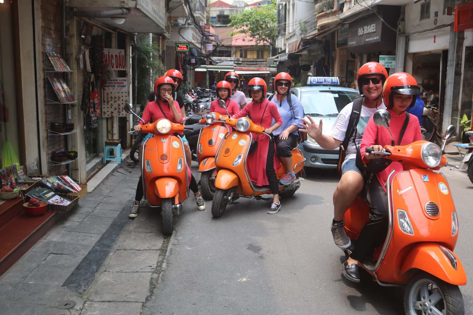 female vespa city tour hanoi 