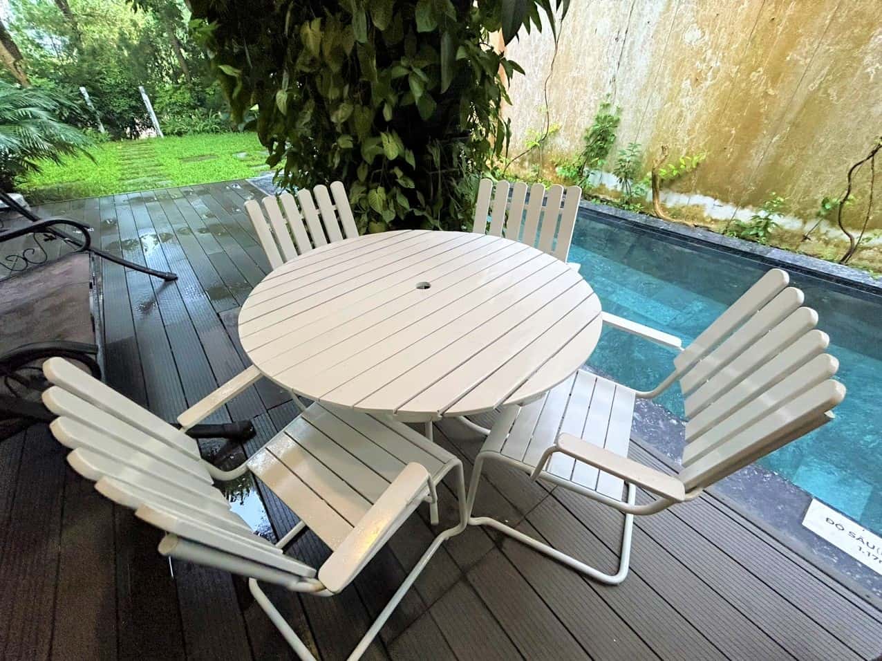 Tea table by the pool