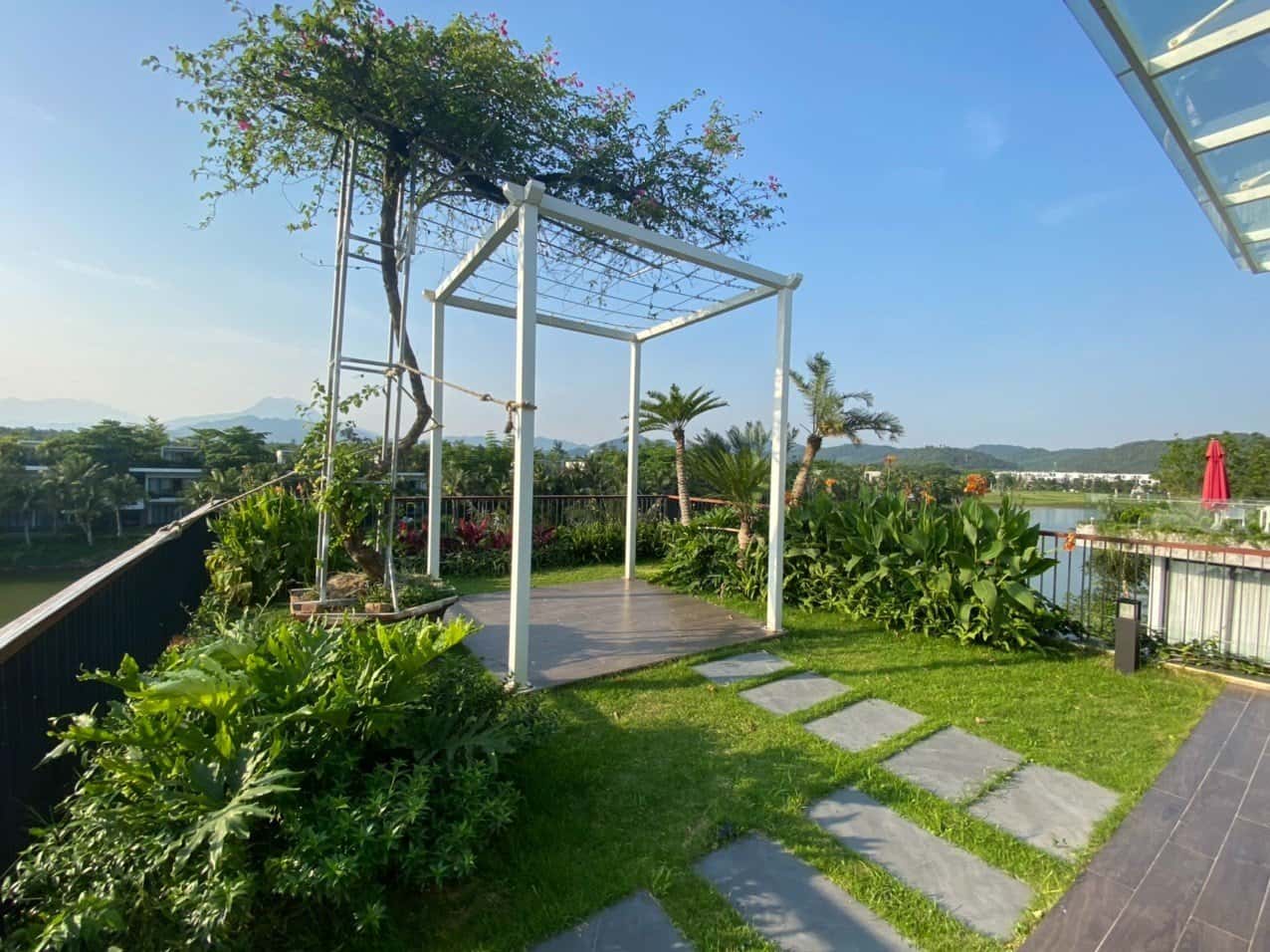 Rooftop terrace with lake view