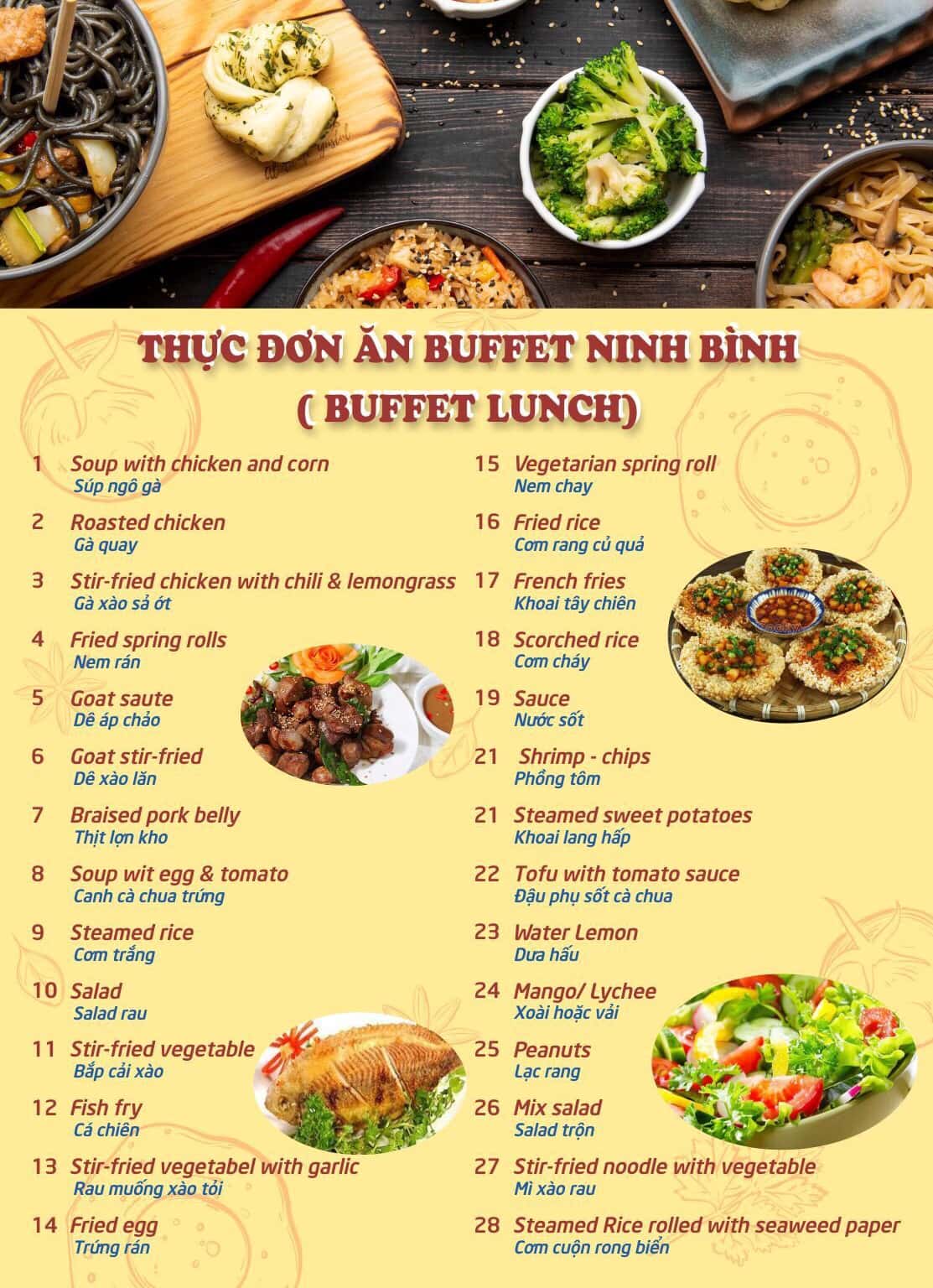justfly menu buffet lunch ninh binh