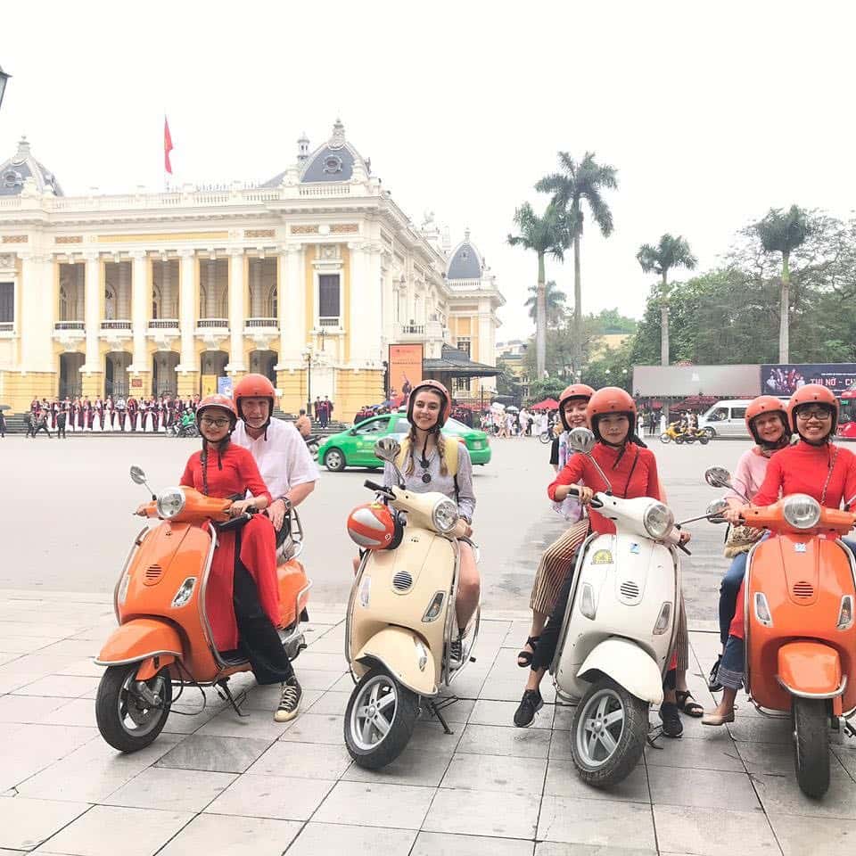 female vespa city tour hanoi 