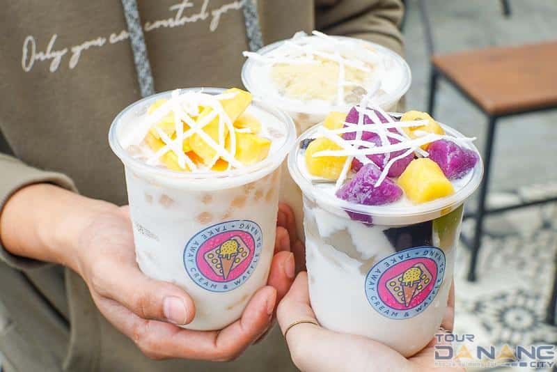 quan che dua dam take away cream waffle da nang