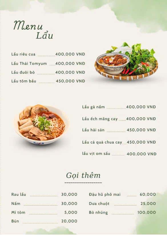 Menu lẩu