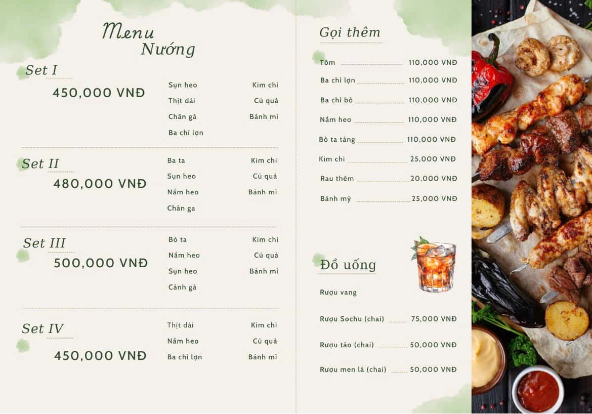 Menu nướng BBQ
