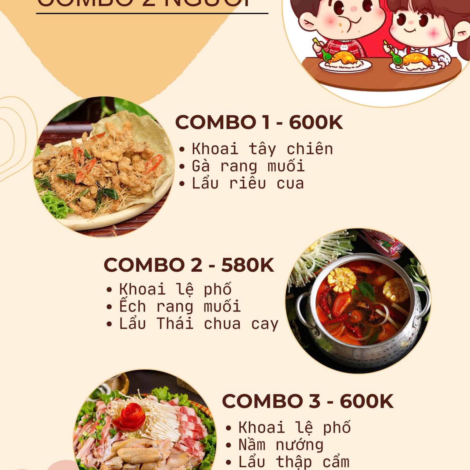 Menu combo 2 người