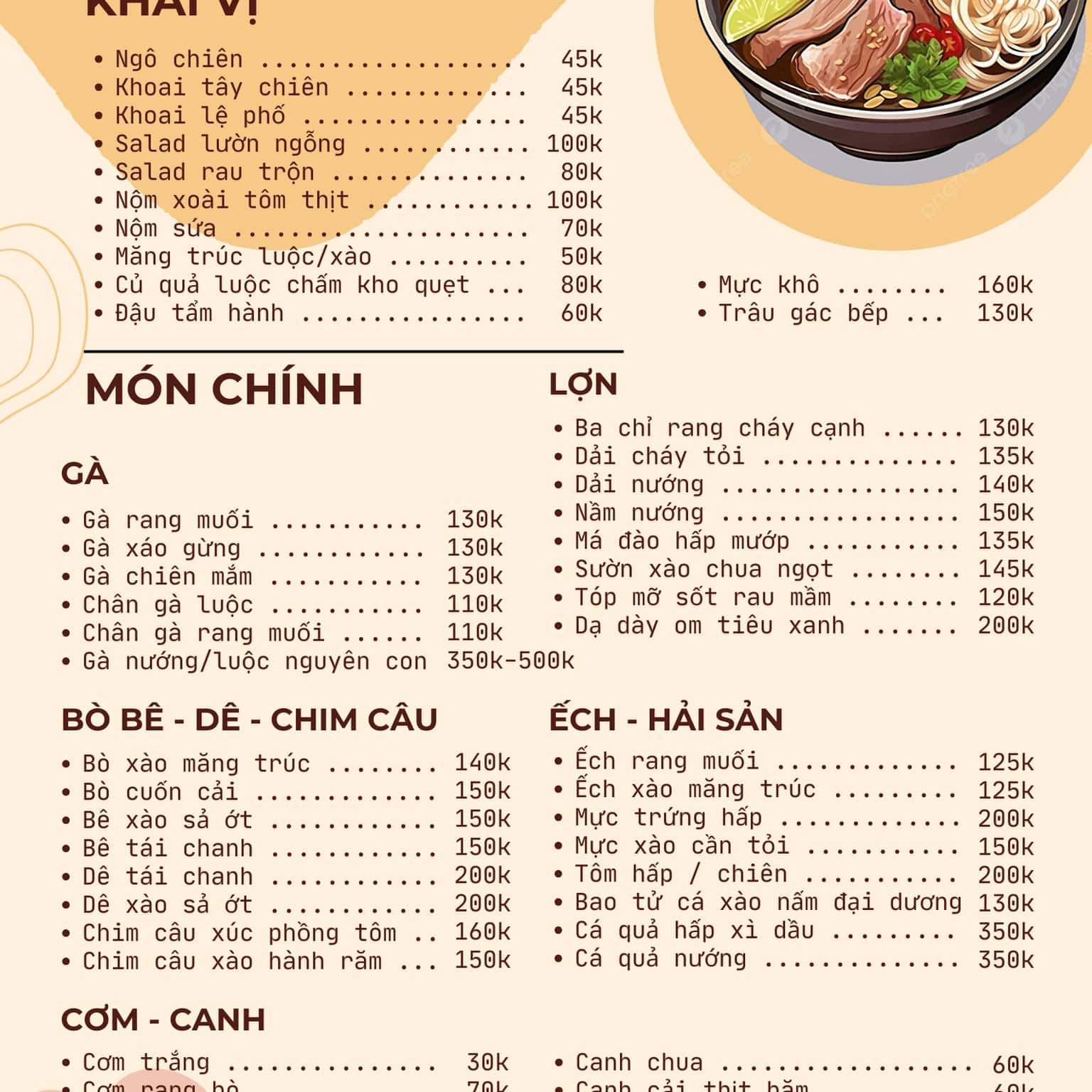Menu gọi món