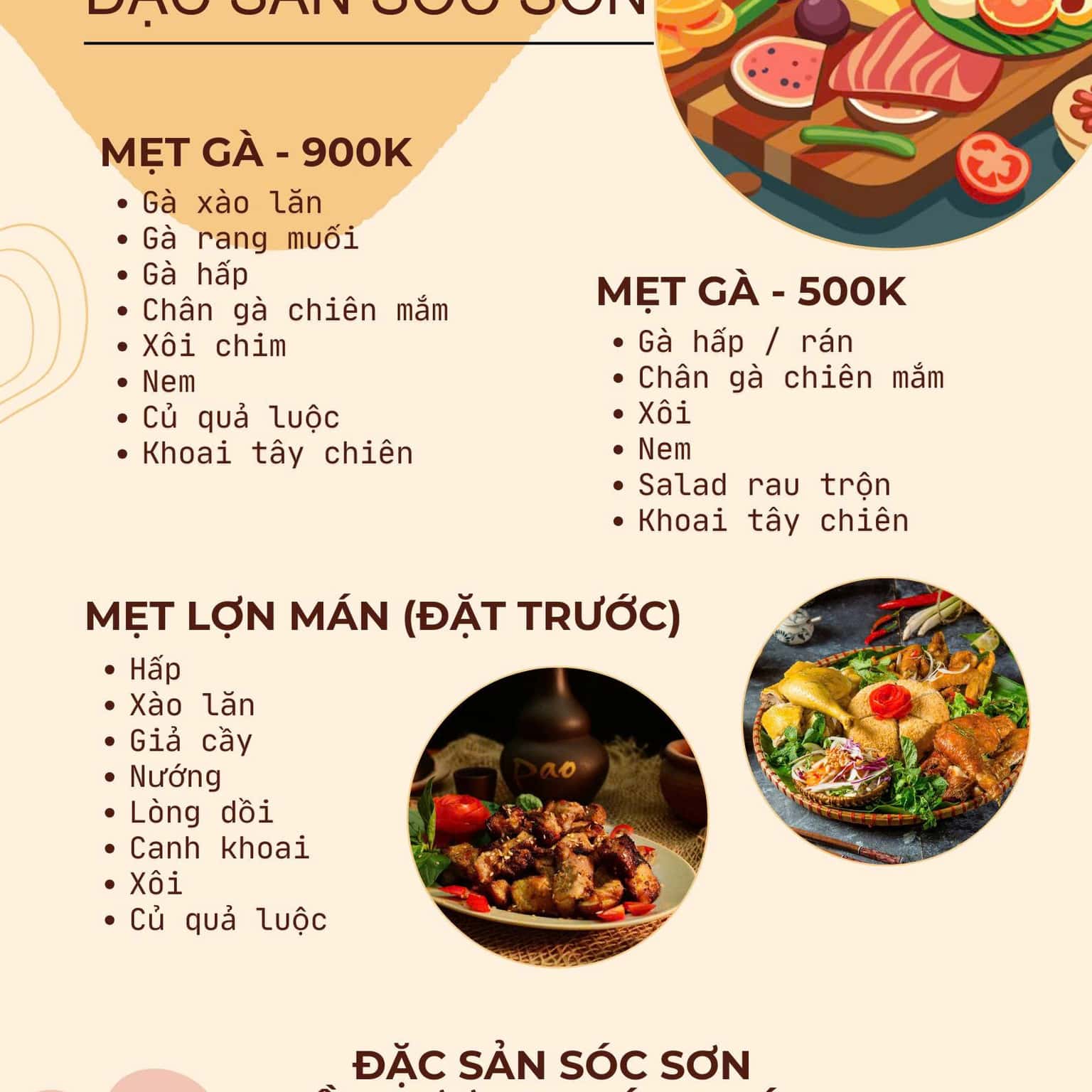 Menu đặc sản Sóc Sơn