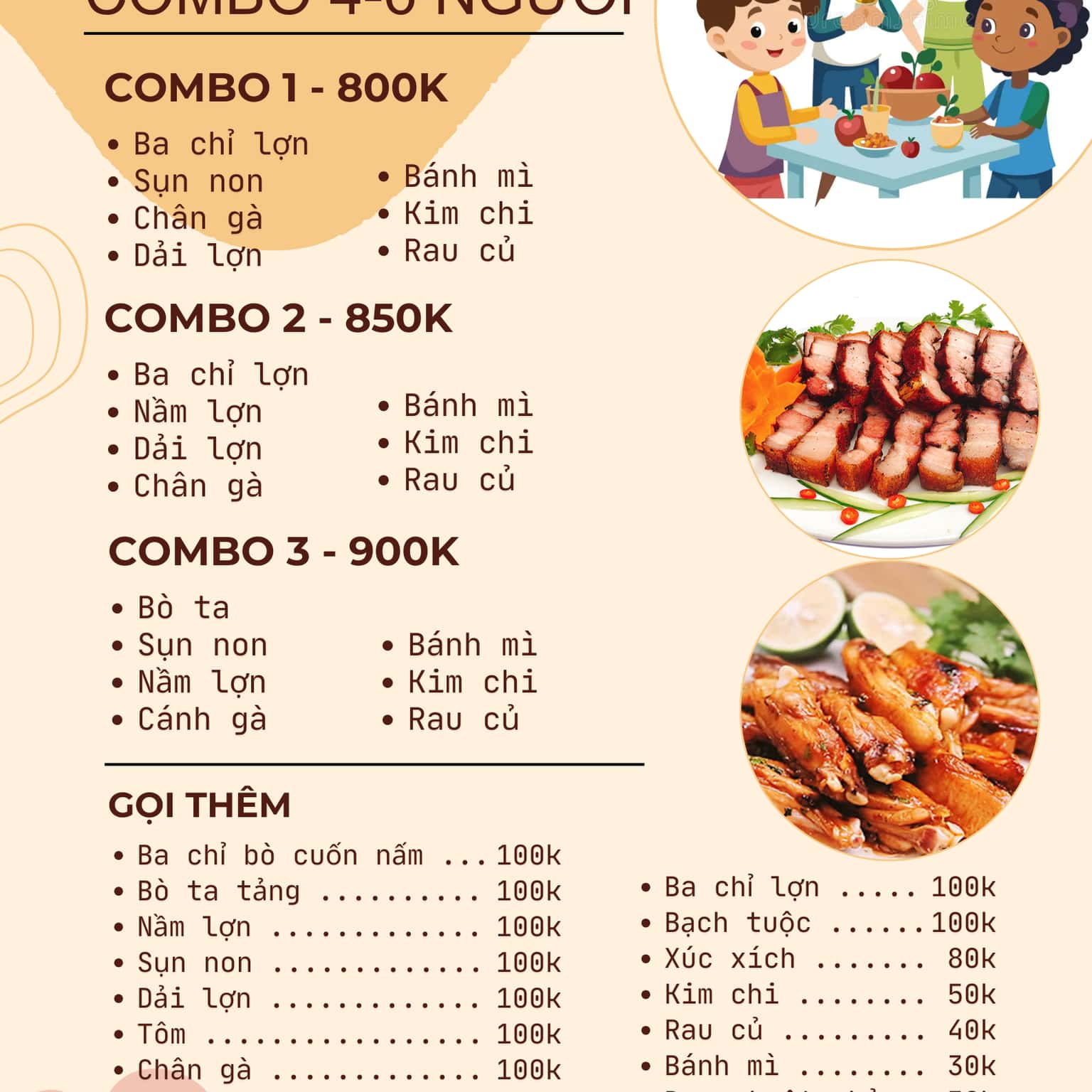 Menu combo 4-6 người