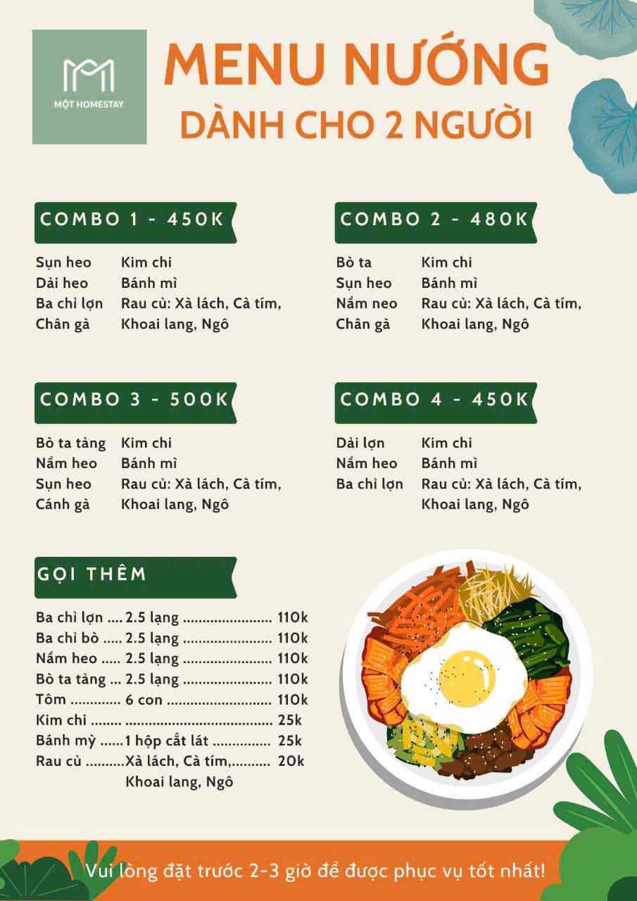Menu nướng dành cho 2 người