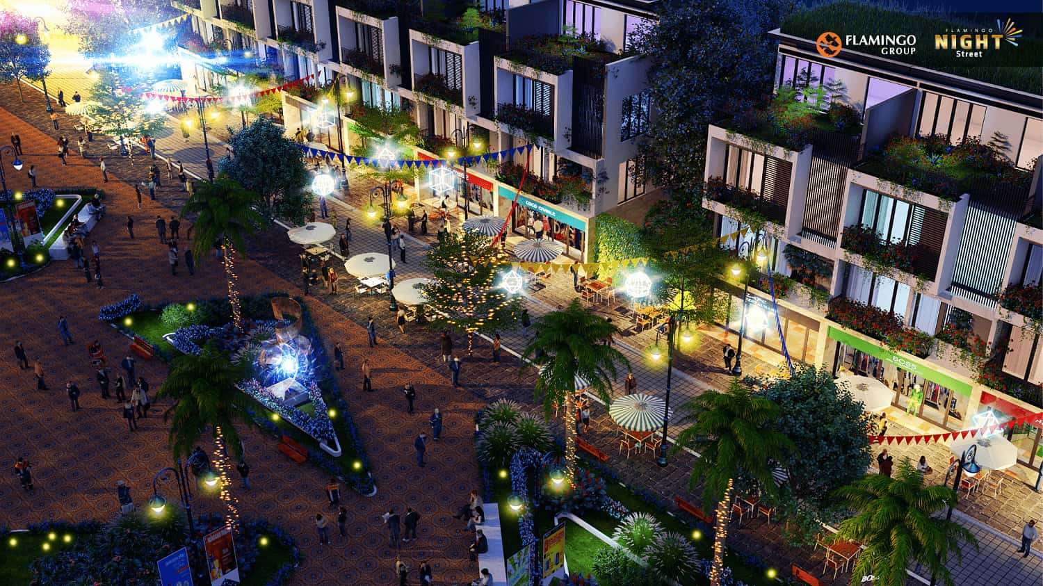 Shop house night street Flamingo Đại Lải