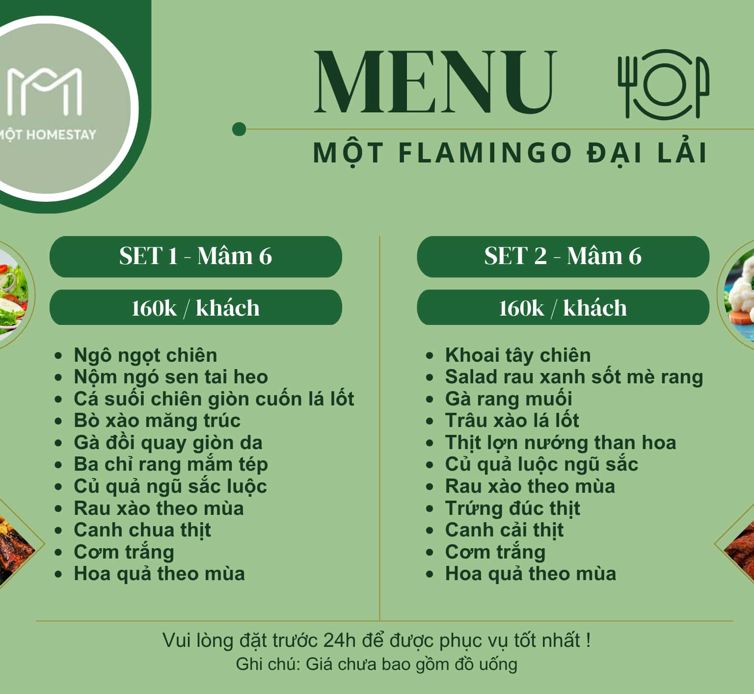 Set menus (24 sets)