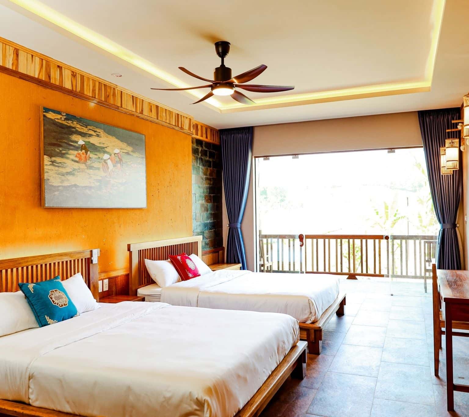 Bedroom overlooking the rice fields