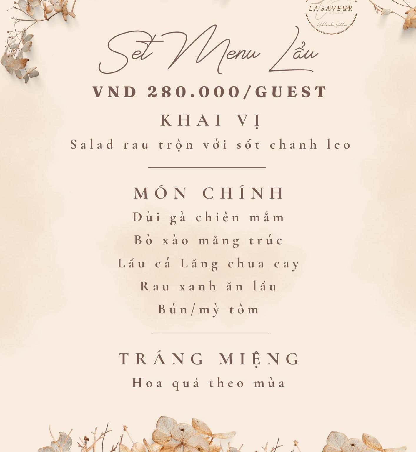 Menu Lẩu