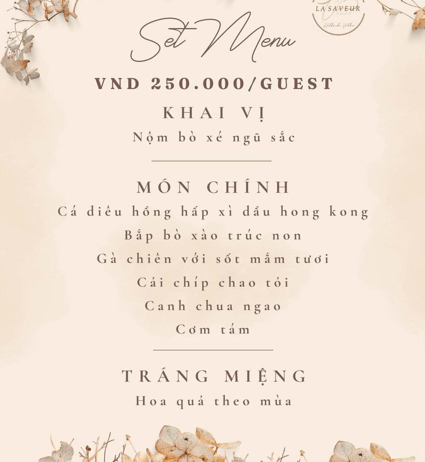 Menu set và ăn sáng