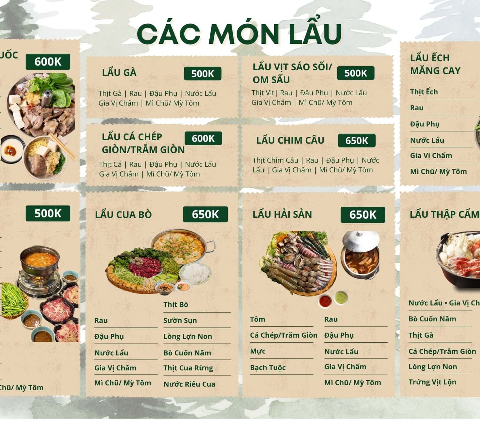 Menu lẩu