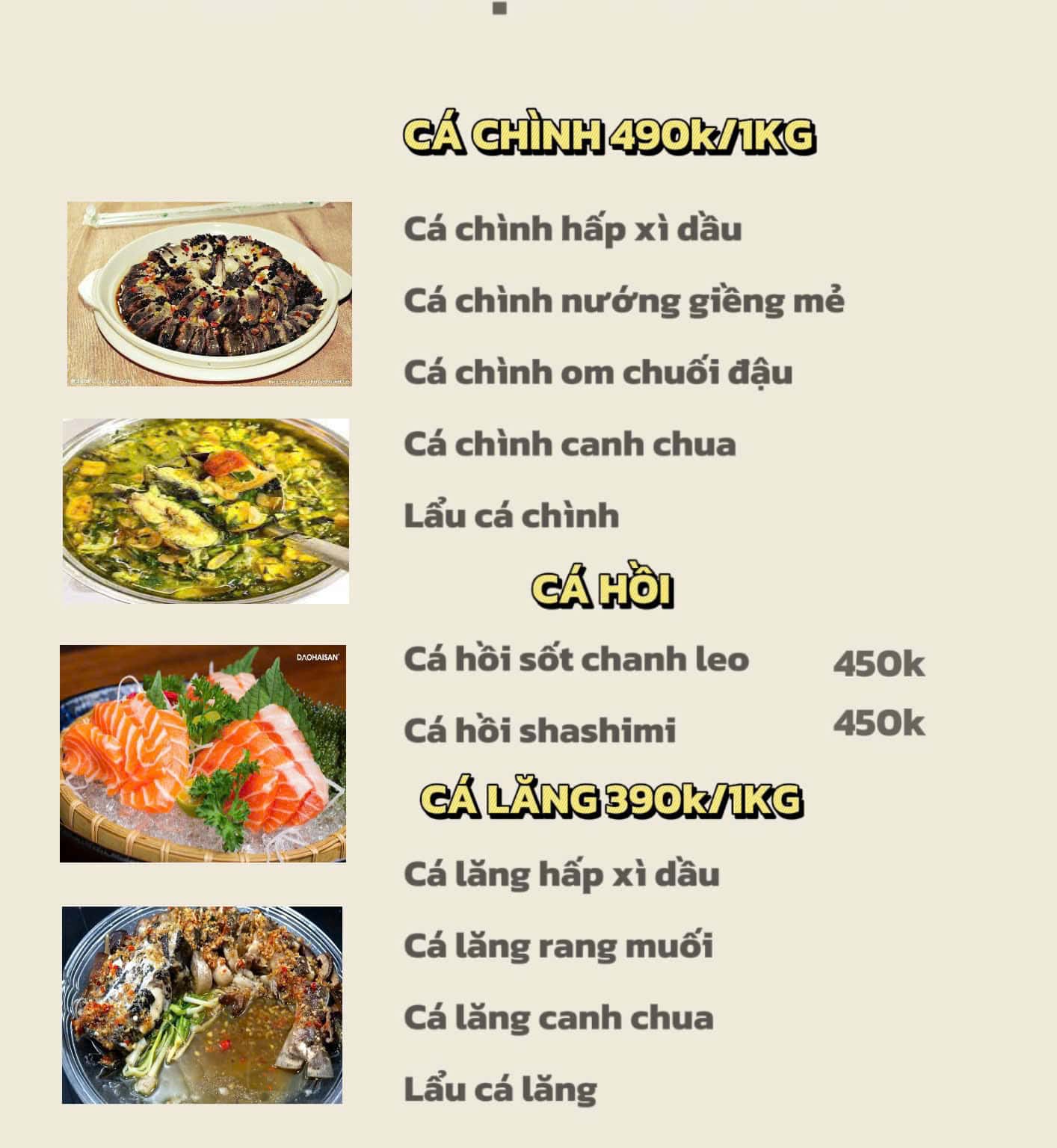 Menu đặt trước