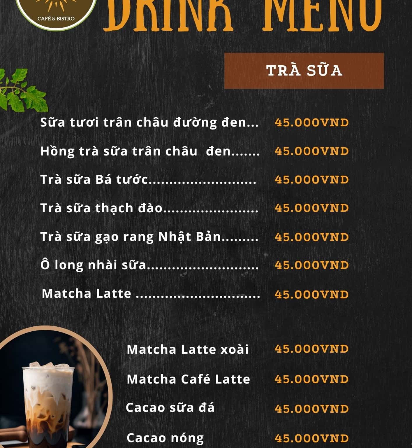 Menu đồ uống