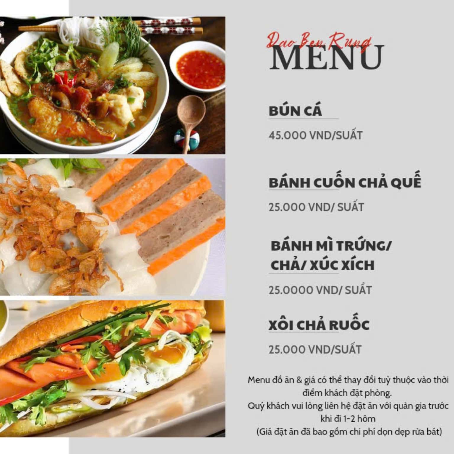 Menu ăn sáng