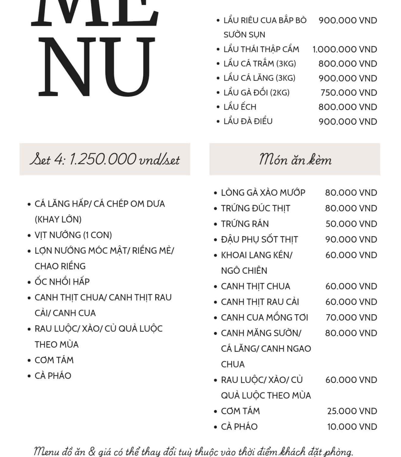 Menu set