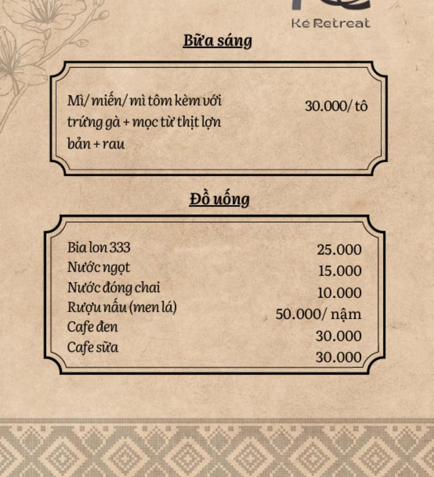 Bữa sáng + Đồ uống