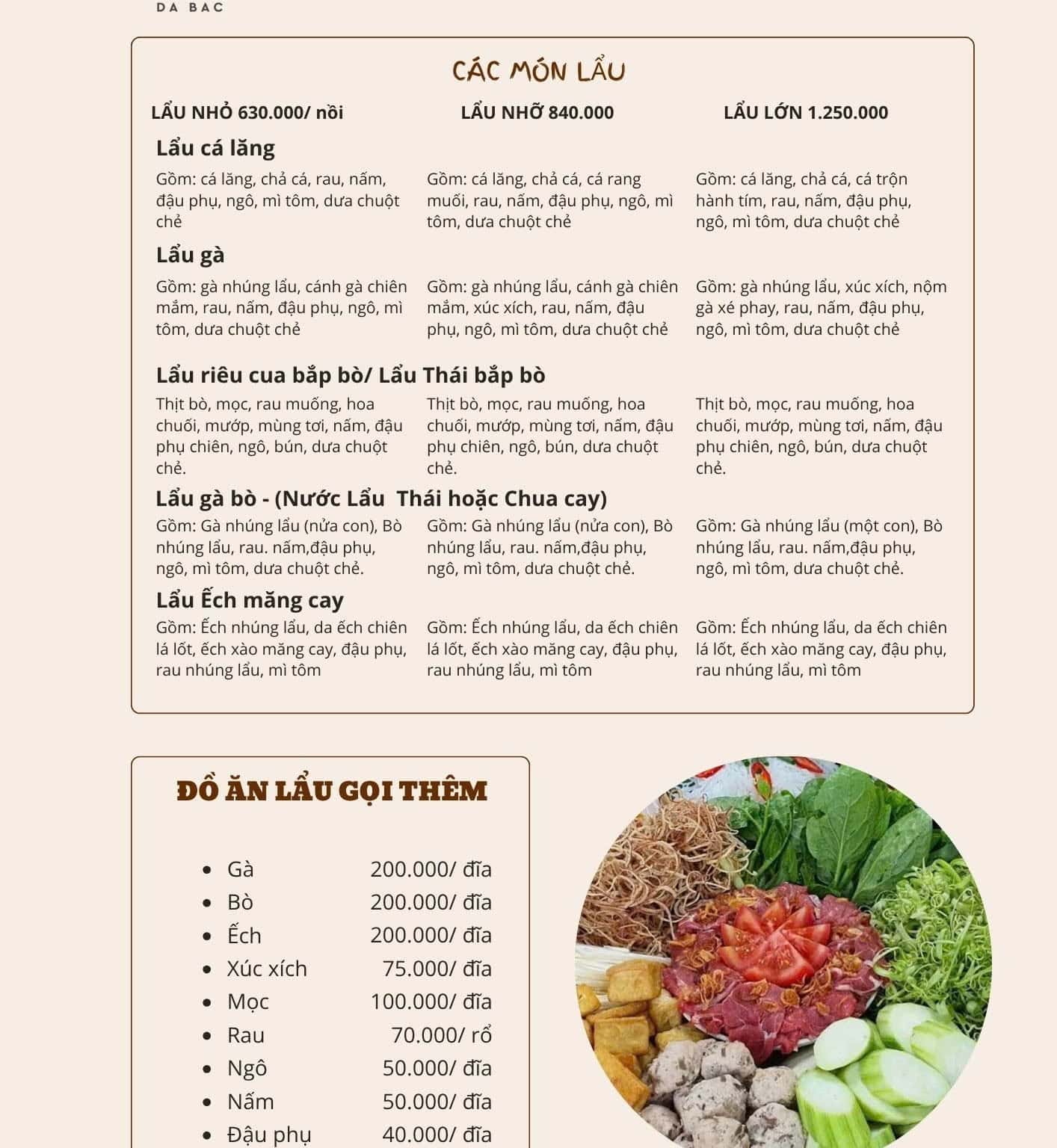 Menu lẩu