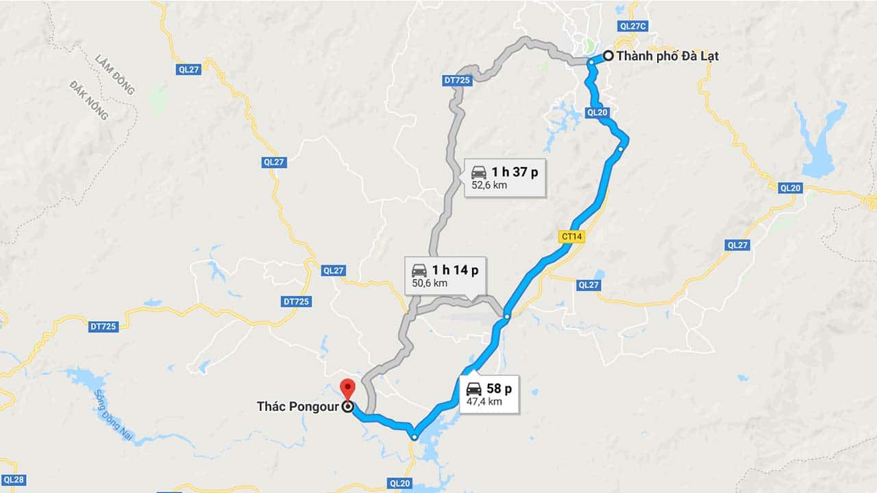 Cách di chuyển đến thác Pongour Đà Lạt