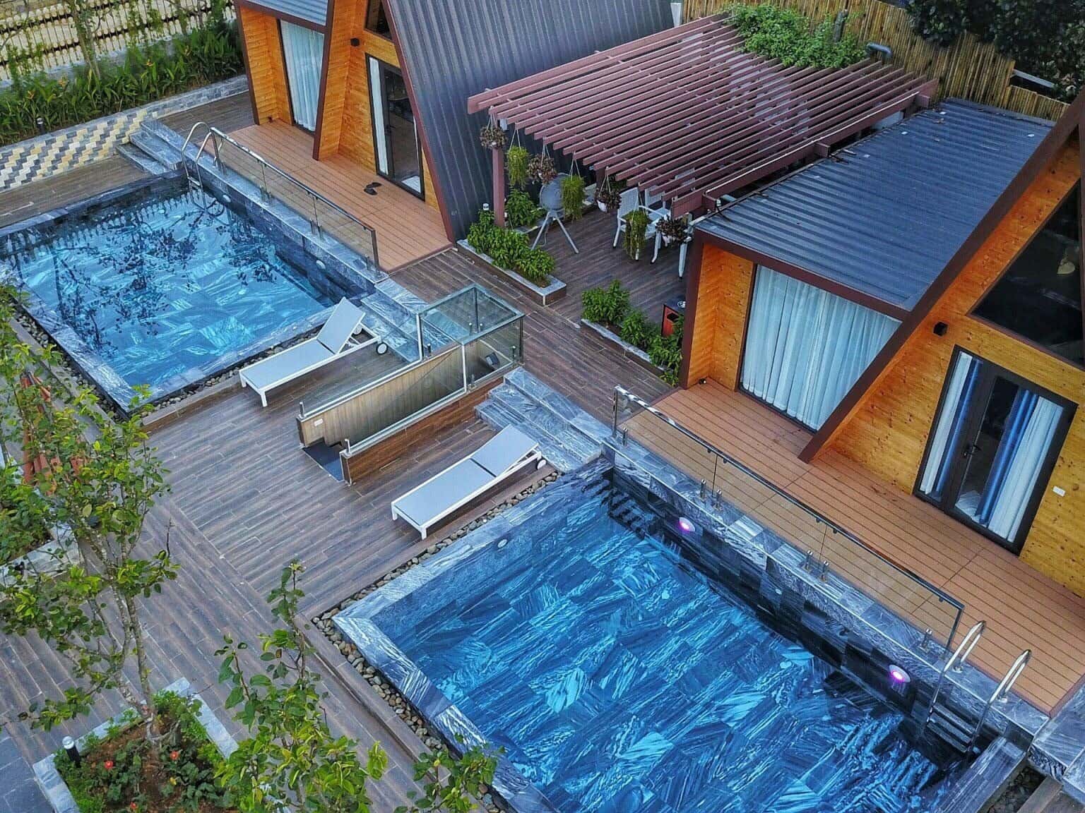 2 căn Bungalow Garden nhìn từ trên cao