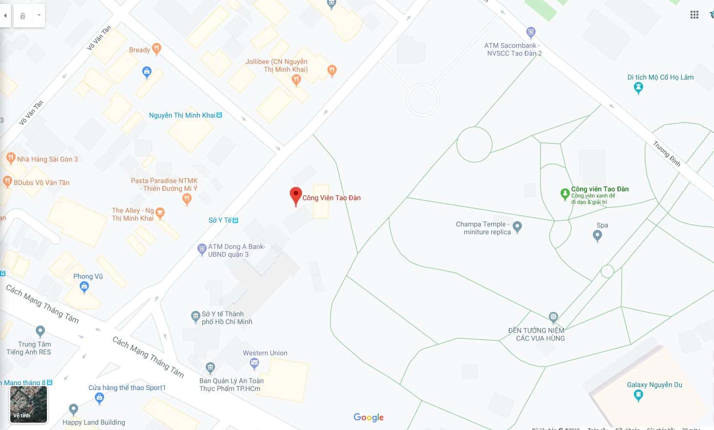 Vị trí công viên Tao Đàn