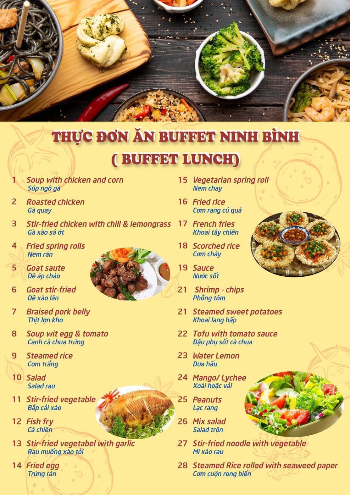 justfly menu buffet lunch ninh binh